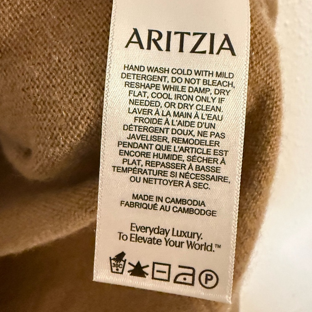 Aritzia V-Neck Sweater in Warm Camel - Picture 7 of 9